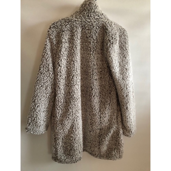 Women's Fleece Open Sherpa Coat With Pockets - Picture 8 of 8